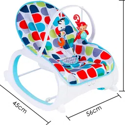 baby moo Infant To Toddler Polka Dotted Portable Rocker With Hanging Toys Blue Rocker image 2