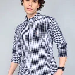 u.s. polo assn. Men Regular Fit Checkered Cut Away Collar Casual Shirt image 1