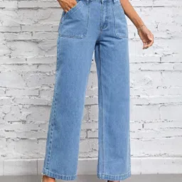 kotty Women Flared High Rise Blue Jeans image 4