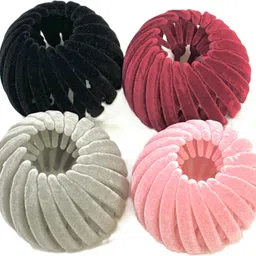 fezzalo 4 Pcs Premium Bird Nest Hair Clip/ Expandable Hair Bun Maker/ Bun Clip Valvet Bun Clip-picture-22