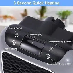 wristkart Turbo 800 Ceramic Heater For Outlet Remote Control Fan Room Heater image 3