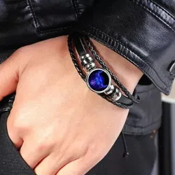 artcollection Stone, Dori, Leather Crystal Silver Coated Bracelet image 3