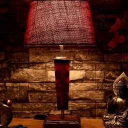 Novara Maroon Natural Fiber Shade Night Lamp With Wood Base By BrightDaisy image 1
