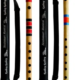 nextomart Musical Combo Flutes C Scale 6 Hole (14 Inch) & G Scale 7 Hole (17 Inch) Bamboo Flute Bansuri with Flute Carry Bag Free Bamboo Flute image 1