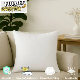 youbee creation Microfibre Cushion Pack of 1 Solid Soft Square Cushion for Sofa, Living Room Decor 16x16 Inch Throw Pillow-picture-25