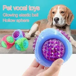 petfun Aggressive Chewers Interactive Squeak Crystal Blue Diamond Ball Toy for Dogs Rubber Ball For Dog & Cat image 3