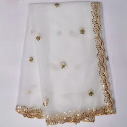 var vadhu Net Embroidered White Women Dupatta image 5