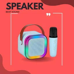Vpiul 10W Bluetooth Speaker Wireless Karaoke Mic Speaker with RGB Light speakersWE36 10 W Bluetooth Party Speaker image 1