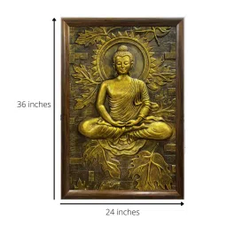 Meditating Buddha Relief Wall Mural In Golden By Artociti image 3