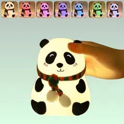 Guruvar Cute Panda Silicon Night Lamp USB Rechargeable 7 Color Changing For Kids-1026 Smart Sensor Light-picture-15
