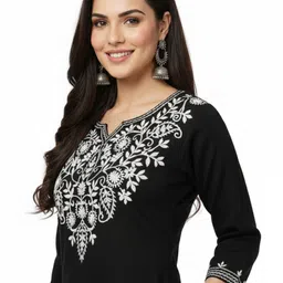 uncommon market Women Embroidered Wool Straight Kurta image 4