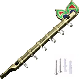 zeetab Krishna Flute Key Stand | Antique Wall Mount Brass Key Holder image 1