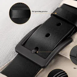 provogue Men Casual, Formal, Party Black Genuine Leather Belt image 2