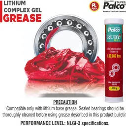 pl super palco RUBY Gel Red Grease Cartridge 400g NLGI-3 Industrial High Temperature Lithium Complex Water Resistant Bearing Grease Gun Cartridge Tube for Car & Machinery Grease image 3