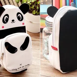happy shopping store Amazing Digital Panda Shape Pencil Pouch/Box 2 Zipper Pockets Super Quality Art Artificial Leather Pencil Box image 3