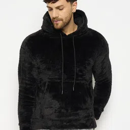 bichara Men Solid Hooded Neck Black Sweater-picture-17