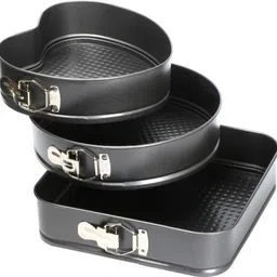 mantavya Bakeware Springform Cake Mould Tin Set of 3 Pcs Mold Heart, Round & Square Shape Cupcake Maker-picture-22