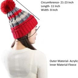 frackson Solid, Woven, Self Design Beanie image 2