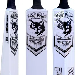 houseofcommon Wolf Pride Wild White/B Tennis Ball White Double Blade Full Size-8 PVC/Plastic Cricket Bat For 15+ Yrs-picture-13