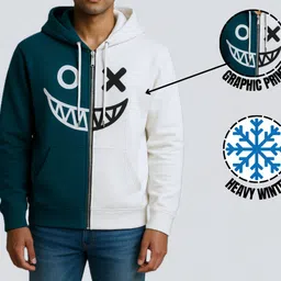 try this Men Full Sleeve Color Block Hooded Sweatshirt image 3