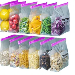 vitever Transparent Slider Zipper Bag Reusable Ziplock Pouch For Fridge Kitchen Storage Travel Storage Vacuum Bags, Miscellaneous Storage Vacuum Bags-picture-13
