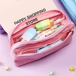 happy shopping store New Stationery Collection Pencil Pouches Perfect for school, travel, or desk organization Art Artificial Leather Pencil Boxes image 2