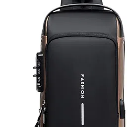 gustave Black Waterproof Crossbody Bag for Men Travel Sling with USB Port Oxford Cloth Chest Bag-picture-20