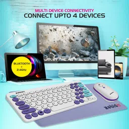zebion G3000 Trinity 3 IN 1 Bluetooth Keyboard & Mouse Combo with Mouse Pad Combo Set image 5