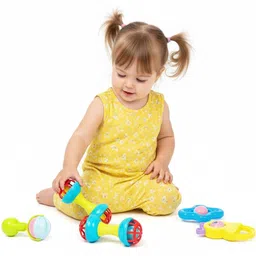 funblast Rattle and Teether Toys for Toddlers - Set of 4 Pcs Baby Shower Gifts, Sound Toy Rattle image 3
