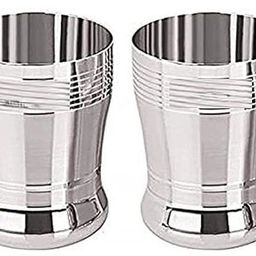 tannu craft (Pack of 6) Matka Glasses Mirror Finish Steel Glass ( Glass Set Water/Juice Glass-picture-49