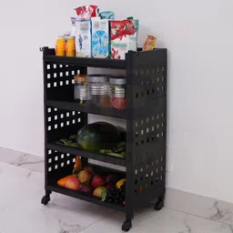 leopax 4 Layers Plastic Rolling Storage Rack | Multipurpose Storage Rack with Wheels | Plastic Kitchen Trolley image 5