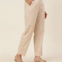 kashishiya Women Regular Fit Cream Cotton Blend Trousers image 3
