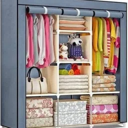 tinnitus collapsible wardrobe 6+2 shelve collapsible wardrobe 88130 A-12 Micro Fiber Collapsible Wardrobe-picture-11