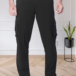 divra clothing Men Solid Black Track Pants-picture-34