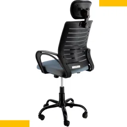 newturn Boom High Back Revolving Spacious Cushion Seat Long Arm Rest with Smooth Swivel Natural Fiber Office Arm Chair image 2