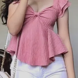 tokyo talkies Casual Puff Sleeves Solid Women Pink Top-picture-28