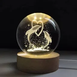 daji 2.4 inch Glass Ball Night Lamp Night Lamp (8 cm, Heart Dolphine) Table Lamp-picture-13