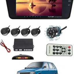msnp 7Inch Bt Full HD Rearview Monitor Screen With Black Sensor & Camera For Car 159 Black LED image 1