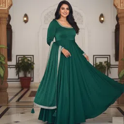 menaka Solid Tussar Silk Stitched Anarkali Gown image 3