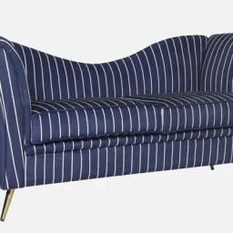 woodsworth from pepperfry Regal Velvet 2 Seater Sofa In Blue & White Color image 3