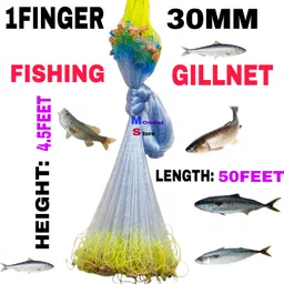 mondal store 1 Finger 30mm Fishing Gill Net 4.5ft x 50ft with Mud Sinkers Fishing Net image 2