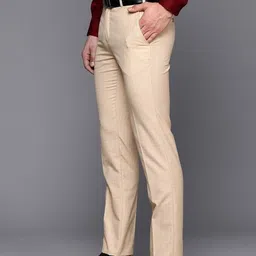 raymond Men Slim Fit Beige Polyester Trousers image 2