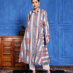 Women Printed Cotton Blend A-line Kurta-image-49