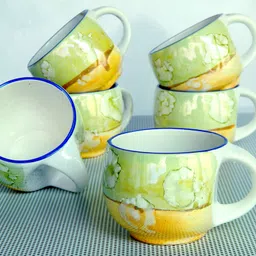 clay heaven Pack of 12 Ceramic Dual-tone Color Pari shape Tea cup set image 2