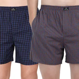 string Pack of 2 Checkered Men Dark Blue, Orange Boxer Shorts-picture-28