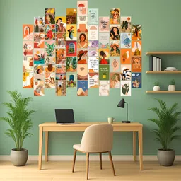 onlinecollection Pack of 54 Boho Aesthetic Wall Collage Kit Posters | Posters for Wall Decoration | Wall Art For Bedroom, Office, Living room, Dorm room Photographic Paper image 2