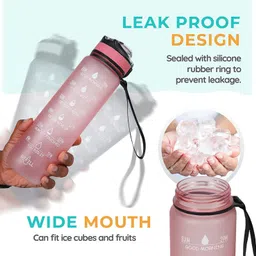 calist water bottle with motivational time maker lealproof BPA free sipper bottle kids 1000 ml Water Bottle image 2