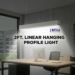 linga lighting LL-LP2WHT 2ft Hanging LED Profile Light – Aluminium Frame 20W White Pendants Ceiling Lamp image 2