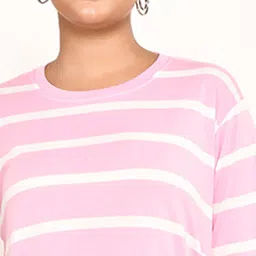 rapl bharat Women T Shirt Pink, White Above Knee/Mid Thigh Length Dress image 5