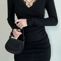 bhuvi styles Women Bodycon Black Mini/Short Dress image 3